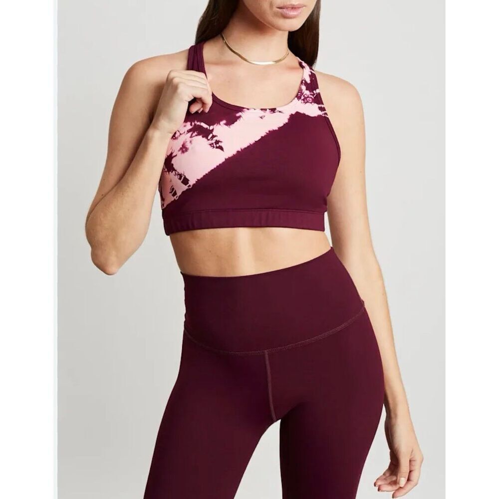 Electric & Rose Crop Top Sports Bra Tie Dye Purple Pink size Large